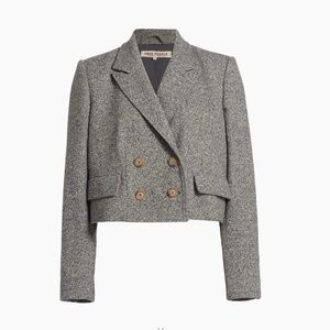 Free People Heritage Cropped Blazer Grey Combo size Small NWT